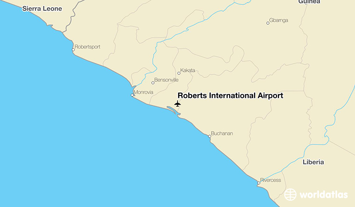Roberts International Airport location on a map