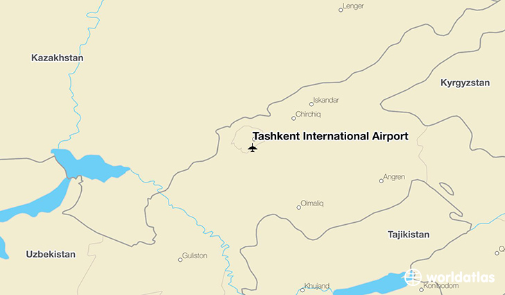 Tashkent International Airport location on a map