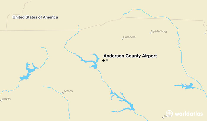 Anderson County Airport location on a map