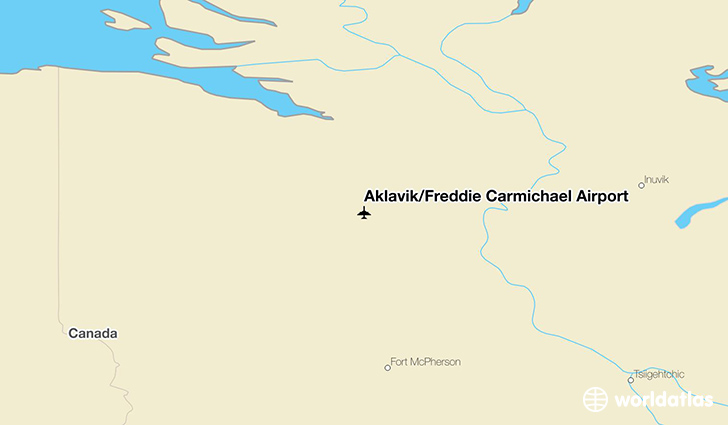 Aklavik/Freddie Carmichael Airport location on a map
