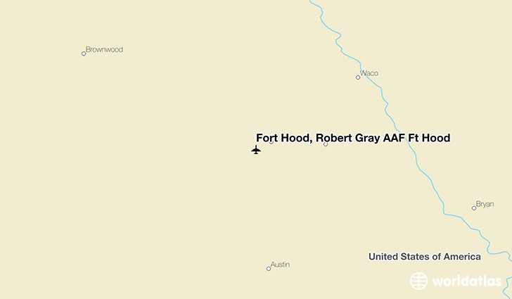 Fort Hood, Robert Gray AAF Ft Hood location on a map