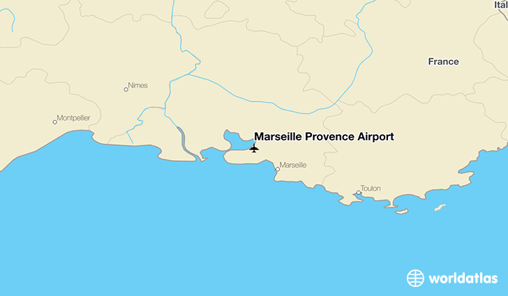 Marseille Provence Airport location on a map