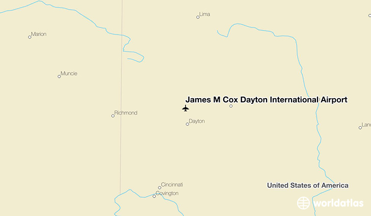James M Cox Dayton International Airport location on a map