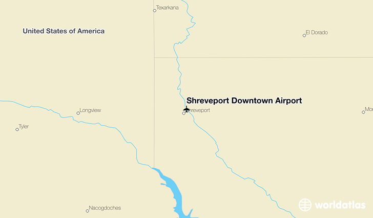 Shreveport Downtown Airport location on a map