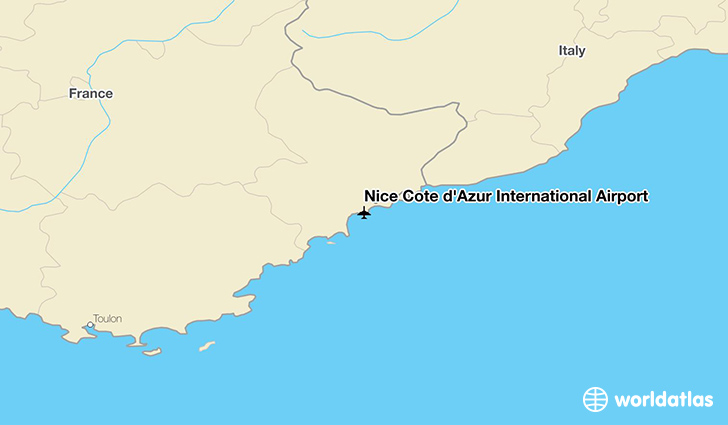 Nice Côte d'Azur International Airport location on a map