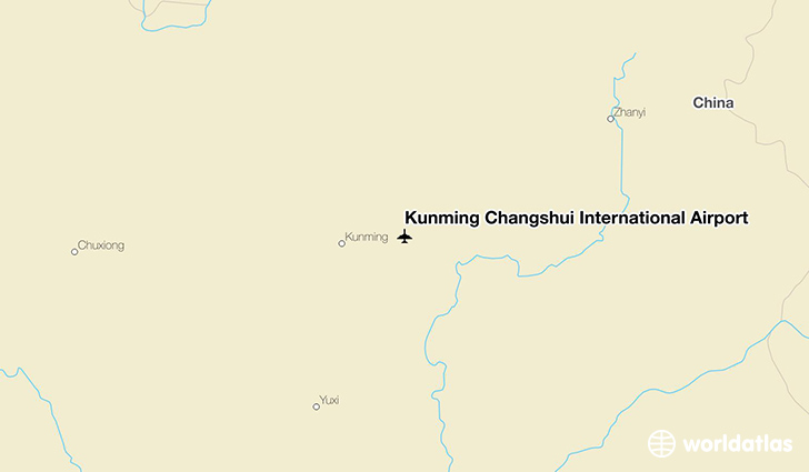 Kunming Changshui International Airport location on a map