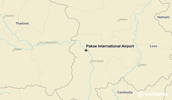 Pakse International Airport location on a map