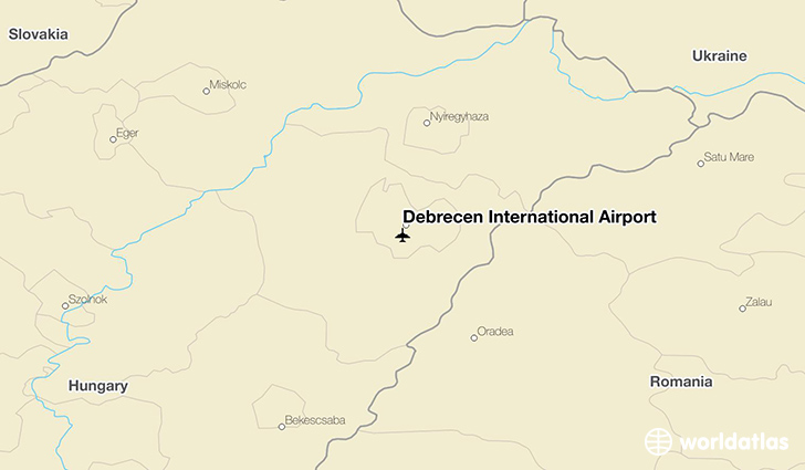 Debrecen International Airport location on a map
