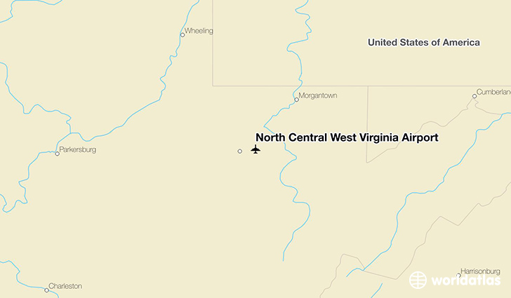 North Central West Virginia Airport location on a map
