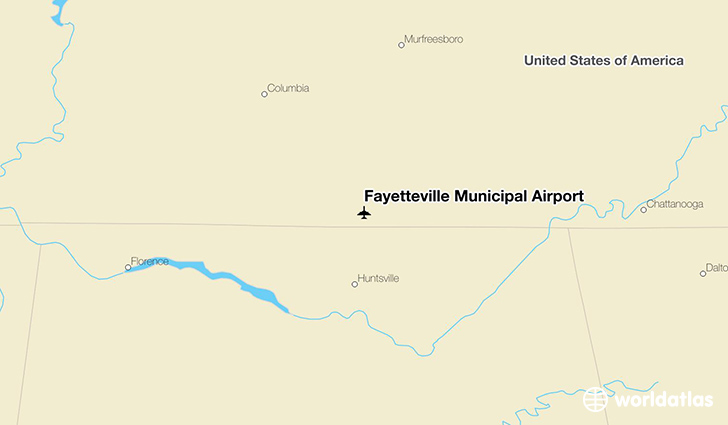 Fayetteville Municipal Airport location on a map