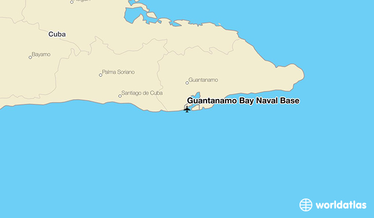 Guantanamo Bay Naval Base location on a map