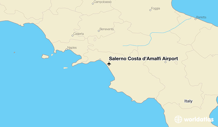 Salerno Costa d'Amalfi Airport location on a map