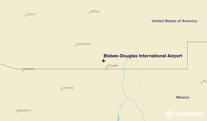 Bisbee-Douglas International Airport location on a map