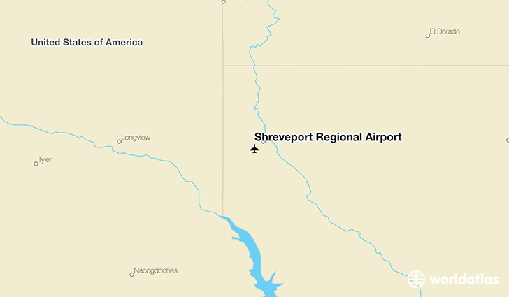 Shreveport Regional Airport location on a map