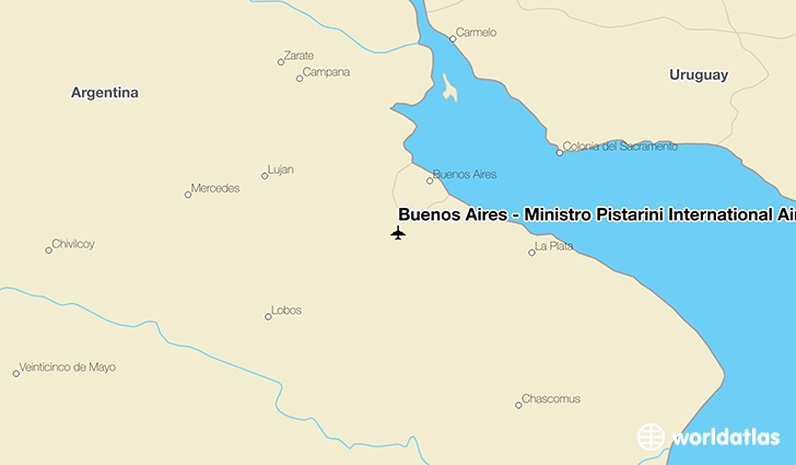 Buenos Aires - Ministro Pistarini International Airport location on a map