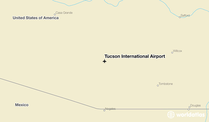Tucson International Airport location on a map