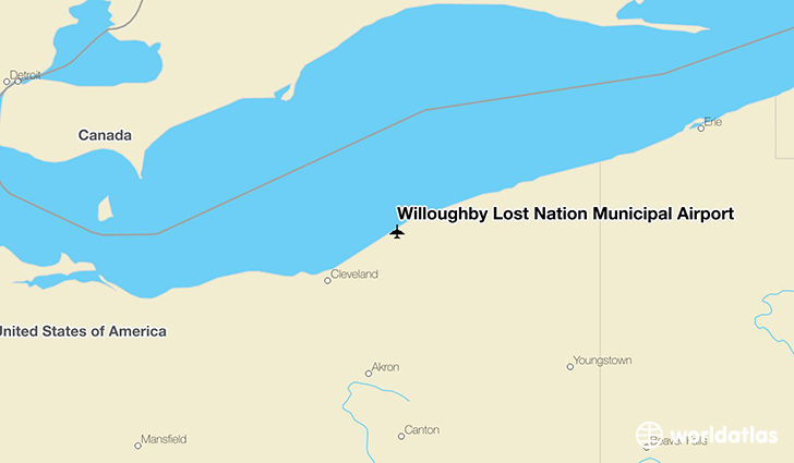 Willoughby Lost Nation Municipal Airport location on a map