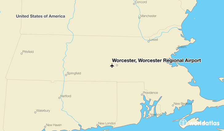 Worcester, Worcester Regional Airport location on a map