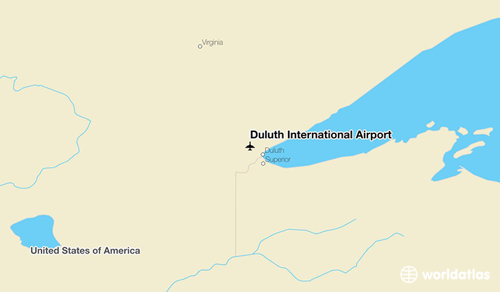 Duluth International Airport location on a map