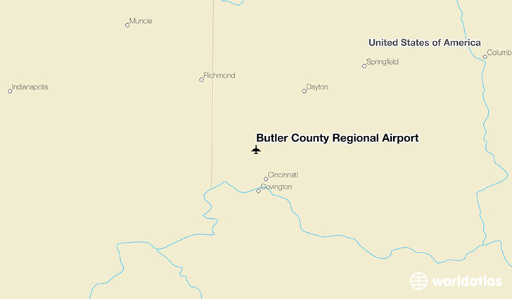 Butler County Regional Airport location on a map