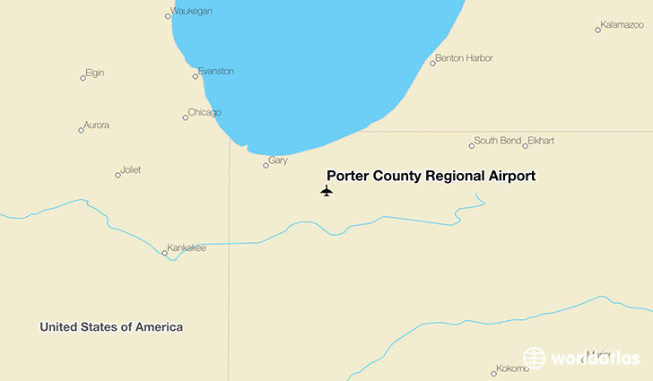 Porter County Regional Airport location on a map