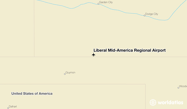 Liberal Mid-America Regional Airport location on a map