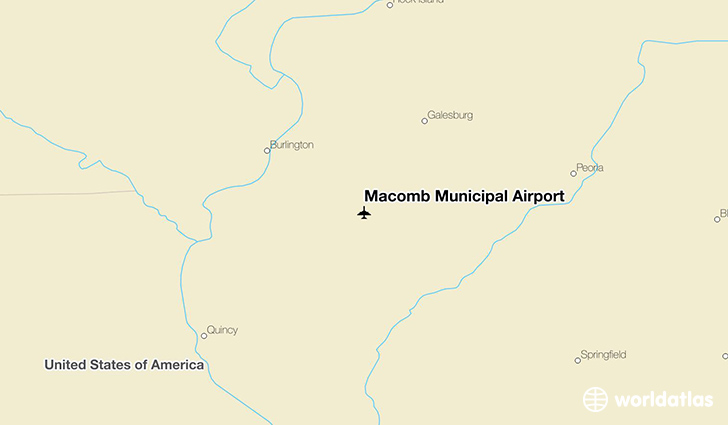 Macomb Municipal Airport location on a map