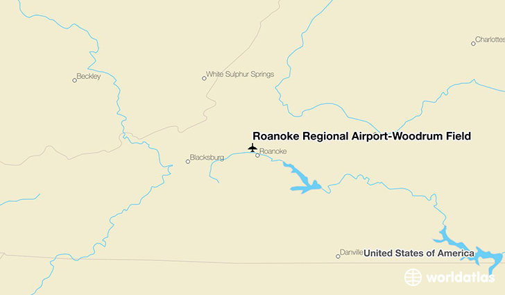 Roanoke Regional Airport-Woodrum Field location on a map