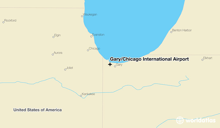 Gary/Chicago International Airport location on a map