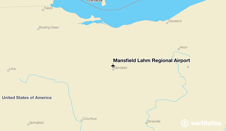 Mansfield Lahm Regional Airport location on a map