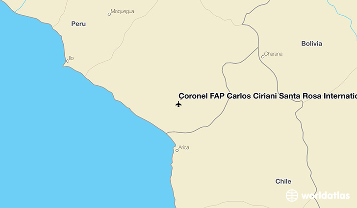 Coronel FAP Carlos Ciriani Santa Rosa International Airport location on a map