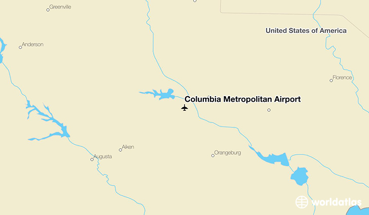 Columbia Metropolitan Airport location on a map