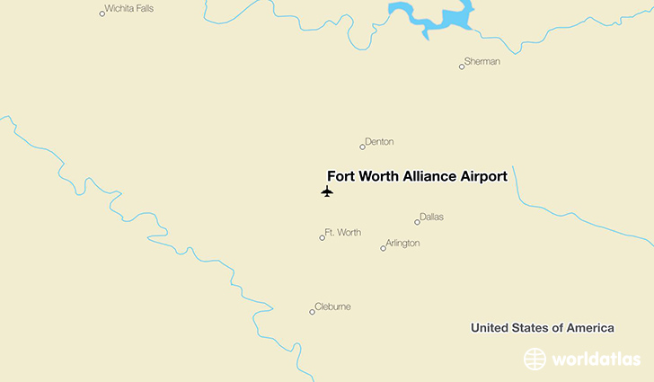 Fort Worth Alliance Airport location on a map