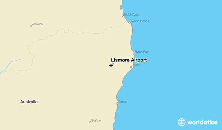 Lismore Airport location on a map