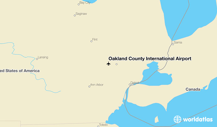 Oakland County International Airport location on a map