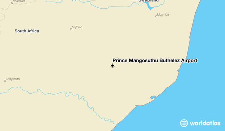 Prince Mangosuthu Buthelez Airport location on a map
