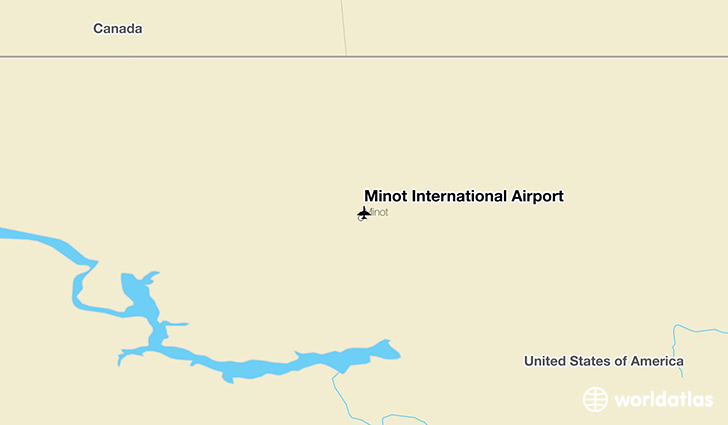 Minot International Airport location on a map