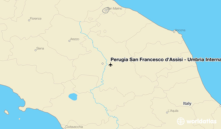 Perugia San Francesco d'Assisi – Umbria International Airport location on a map