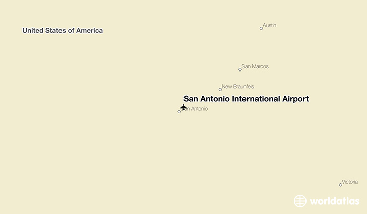 San Antonio International Airport location on a map