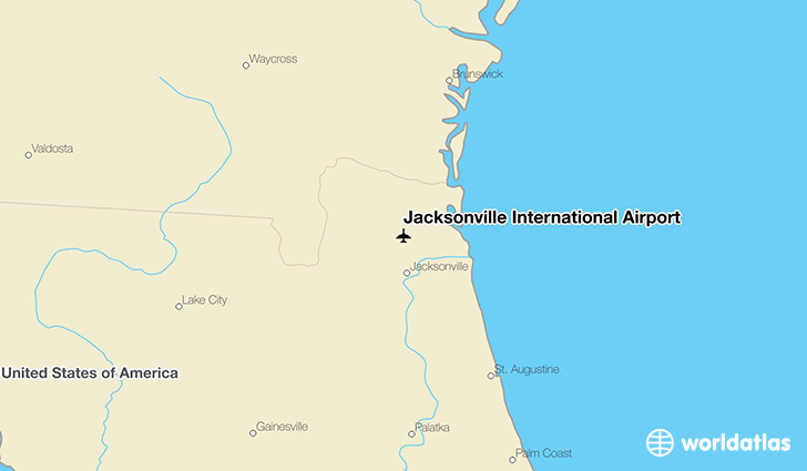 Jacksonville International Airport location on a map