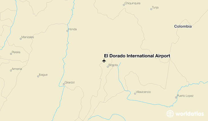 El Dorado International Airport location on a map