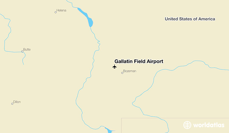 Gallatin Field Airport location on a map