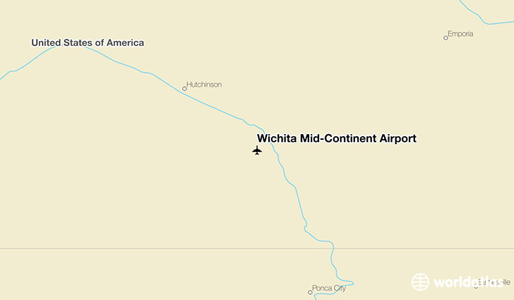 Wichita Mid-Continent Airport location on a map