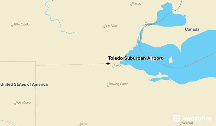 Toledo Suburban Airport location on a map