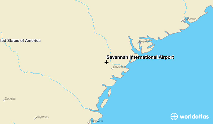 Savannah International Airport location on a map