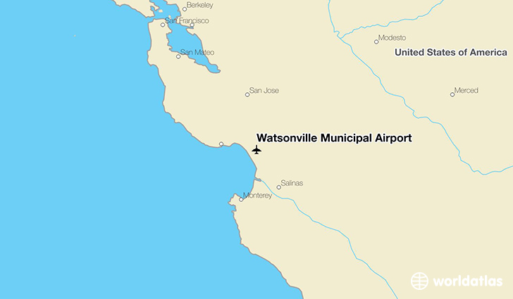 Watsonville Municipal Airport location on a map
