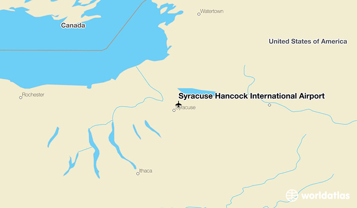 Syracuse Hancock International Airport location on a map