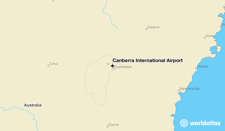Canberra International Airport location on a map