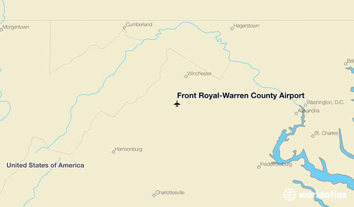 Front Royal-Warren County Airport location on a map