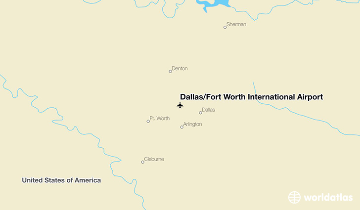Dallas/Fort Worth International Airport location on a map